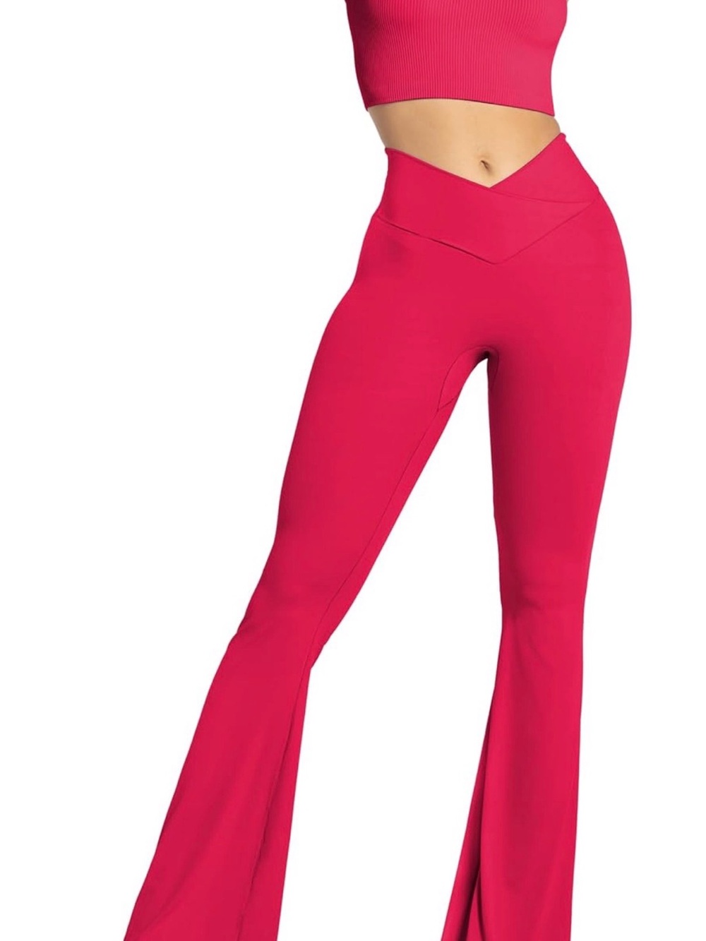 Sunzel Crossover Flare Leggings in True Red